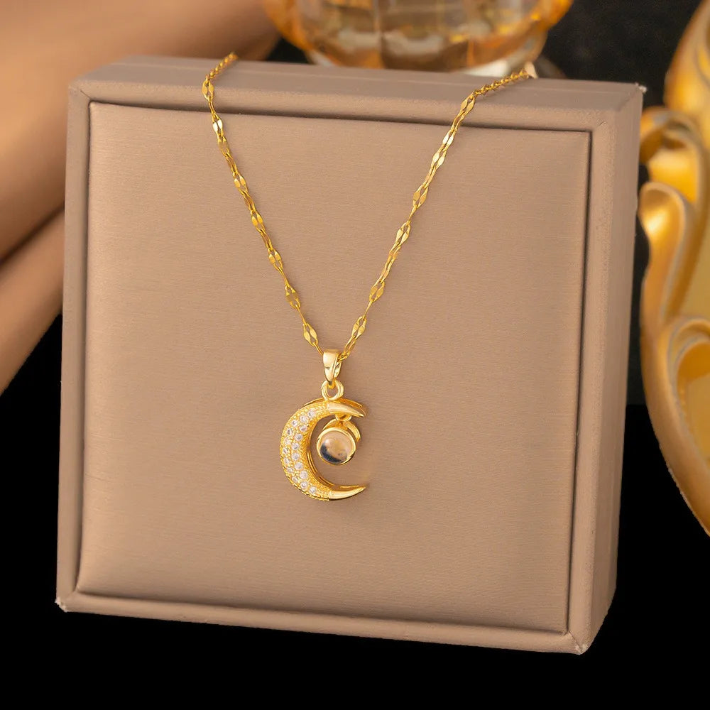 Sparkle Pendant Necklace – Heart, Moon, Swan & More