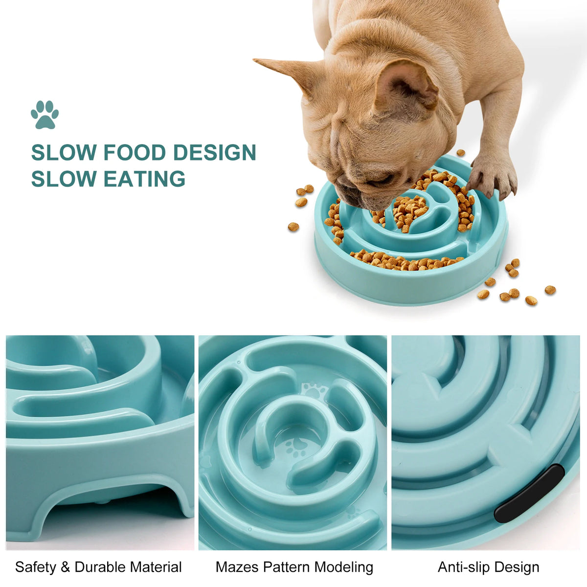 Slow Feeder Dog Bowl – Anti-Gulp Maze Design