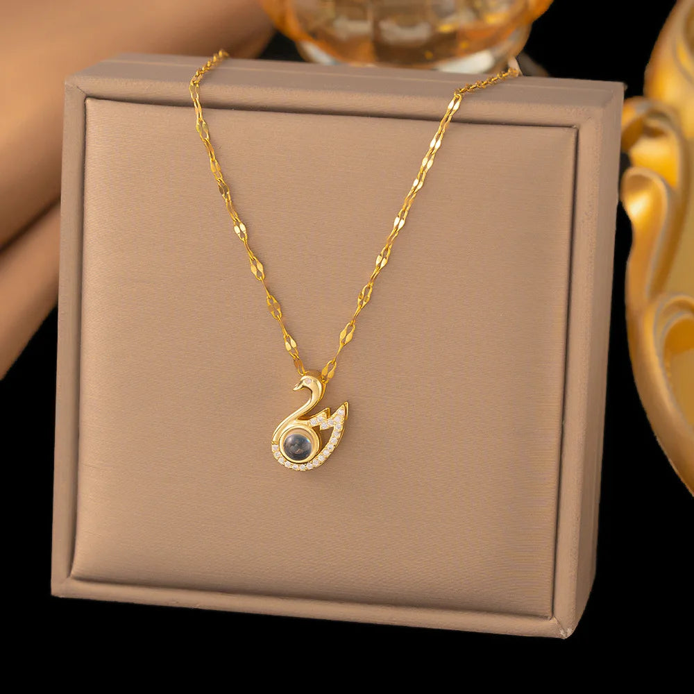 Sparkle Pendant Necklace – Heart, Moon, Swan & More