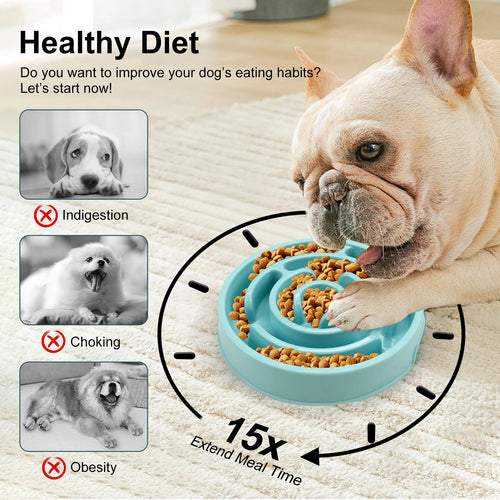 Slow Feeder Dog Bowl – Anti-Gulp Maze Design